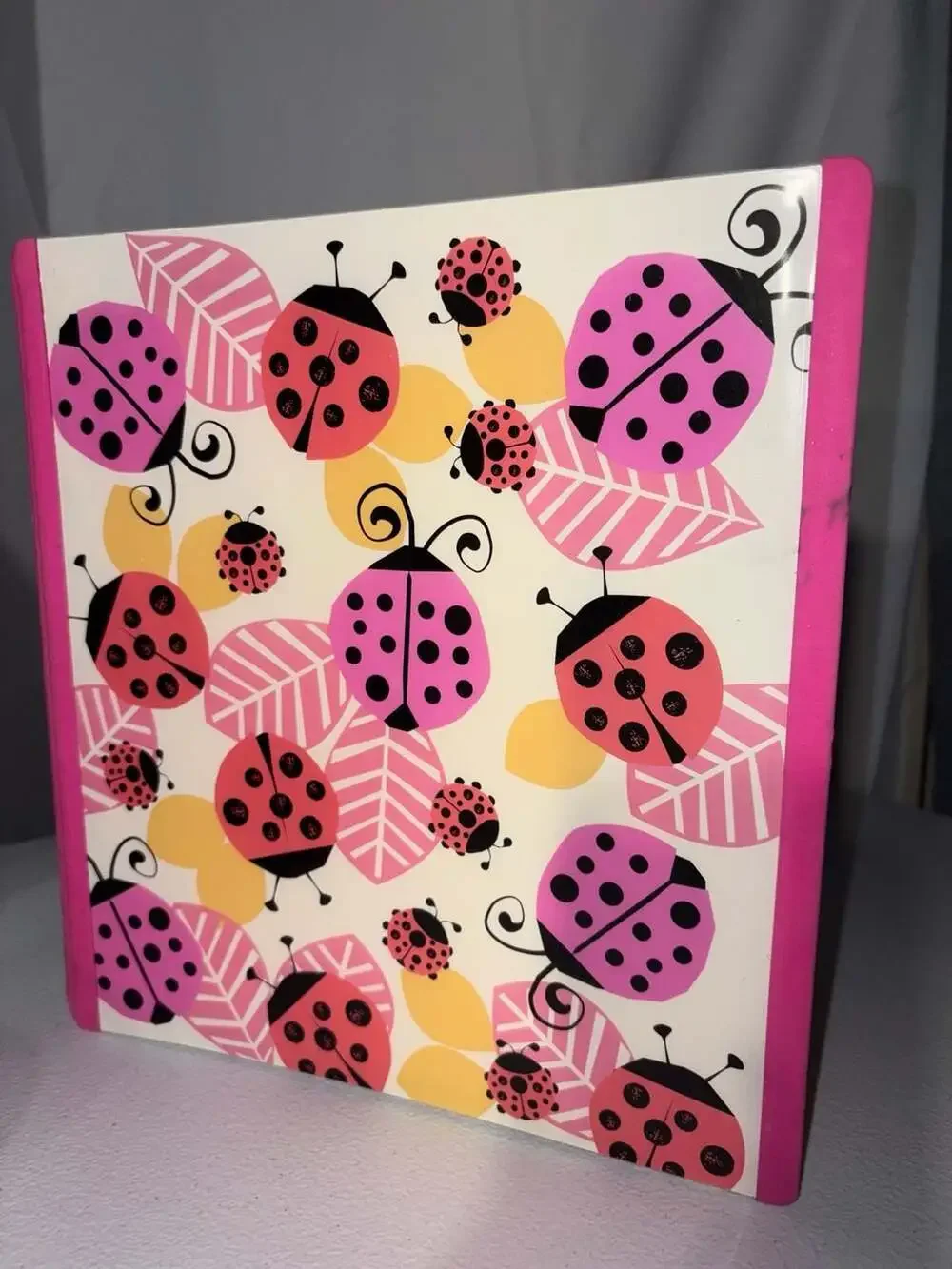 Staples 3-Ring Binder with Ladybug Pattern Cover
